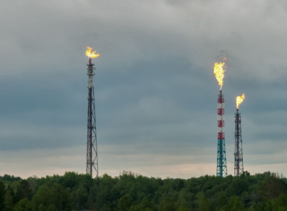 Gas flares from oil rigs