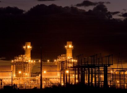 Image of a gas plant at night