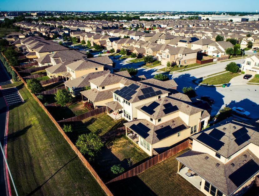 Neighborhood with rooftop solar