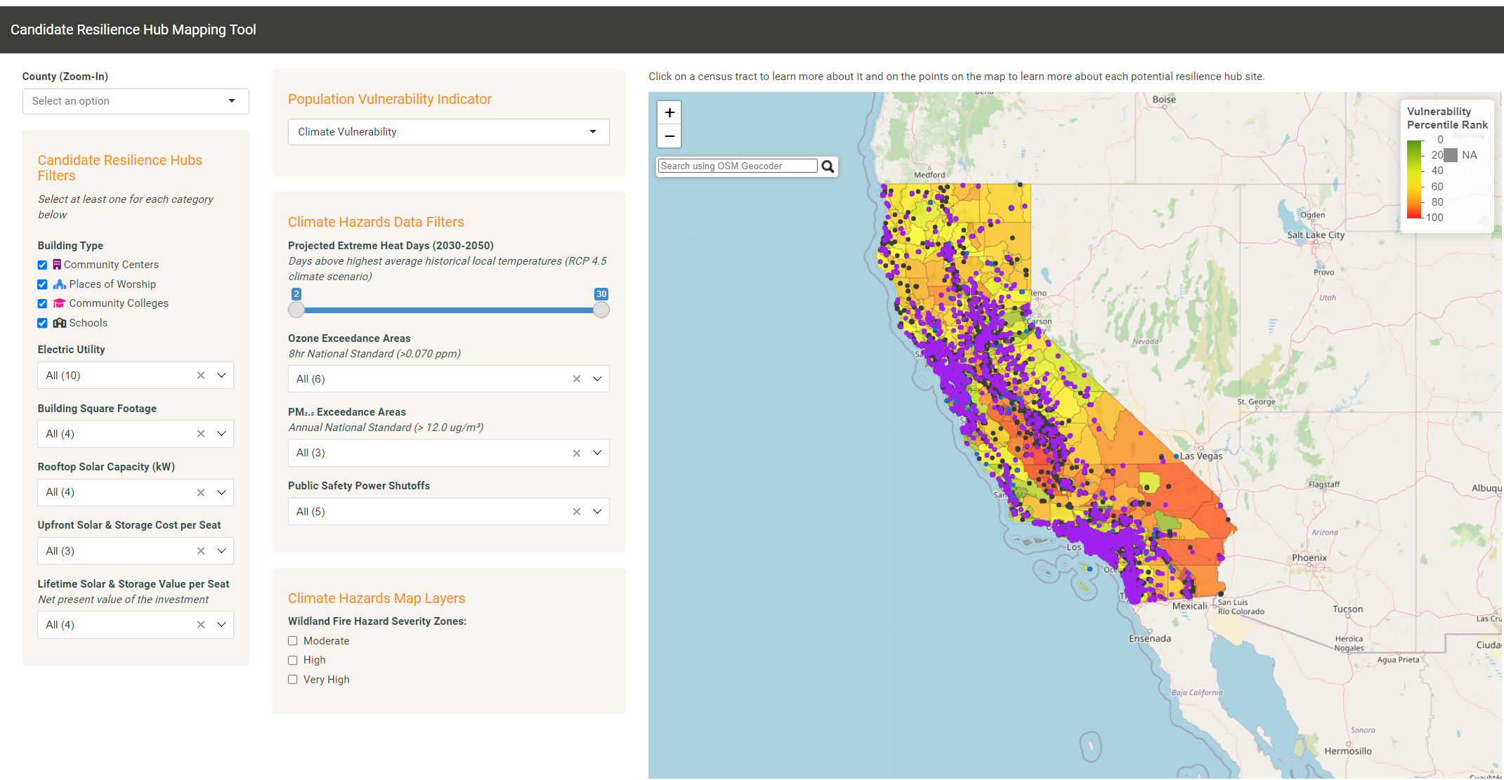 Color coded map  with orange and purple colors