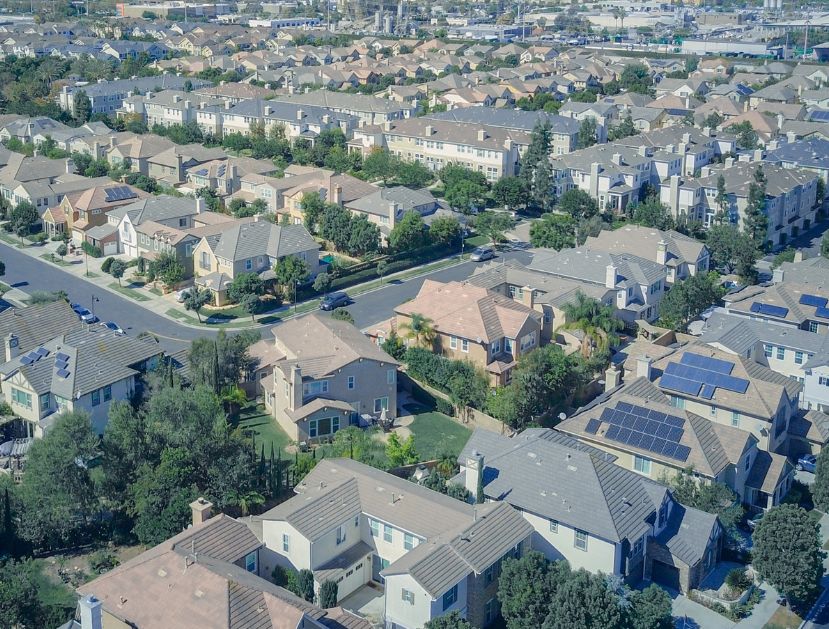 Image of a neighborhood with rooftop solar