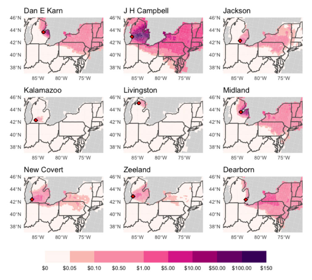 Per-capita public health impacts map